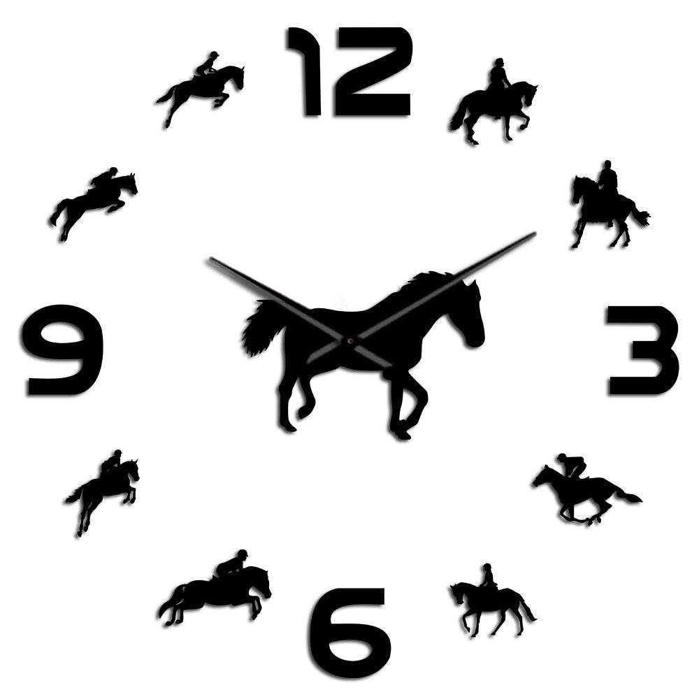 Everyday.Discount wall clock horseriding frameless wallart interior wallsticker clock giant equestrian clocks diy clock giant mural pasting wall clocks round acrylic mirror interior deco clock analog not thicking quartz movement impressive wallclock  