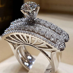 Everyday.Discount women rings spectacular cubic zirconia inlay silver color rhinestone rings crystal rings women's artificial diamond bridal street night everyday fashionable rings   