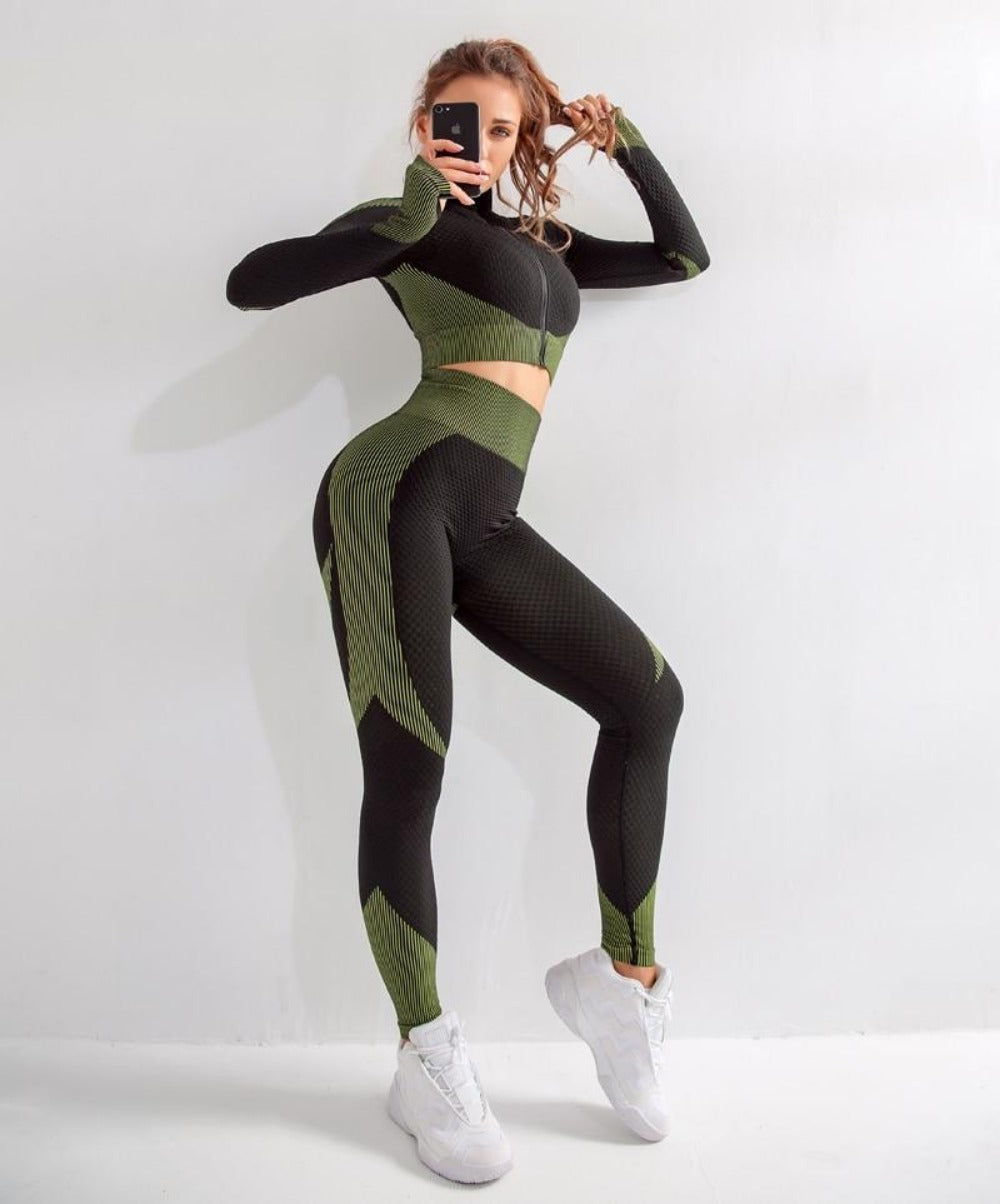 Everyday.Discount longsleeve bratop and leggings suits sportswear seamless workout gymset two pcs clothing quickdry suits sportswear seamless workout gymset women sports leggings ankle-length fitnesswear vs elastic workout gymlife yogapant leggings fitnesswear gymwear bombshell sportswear