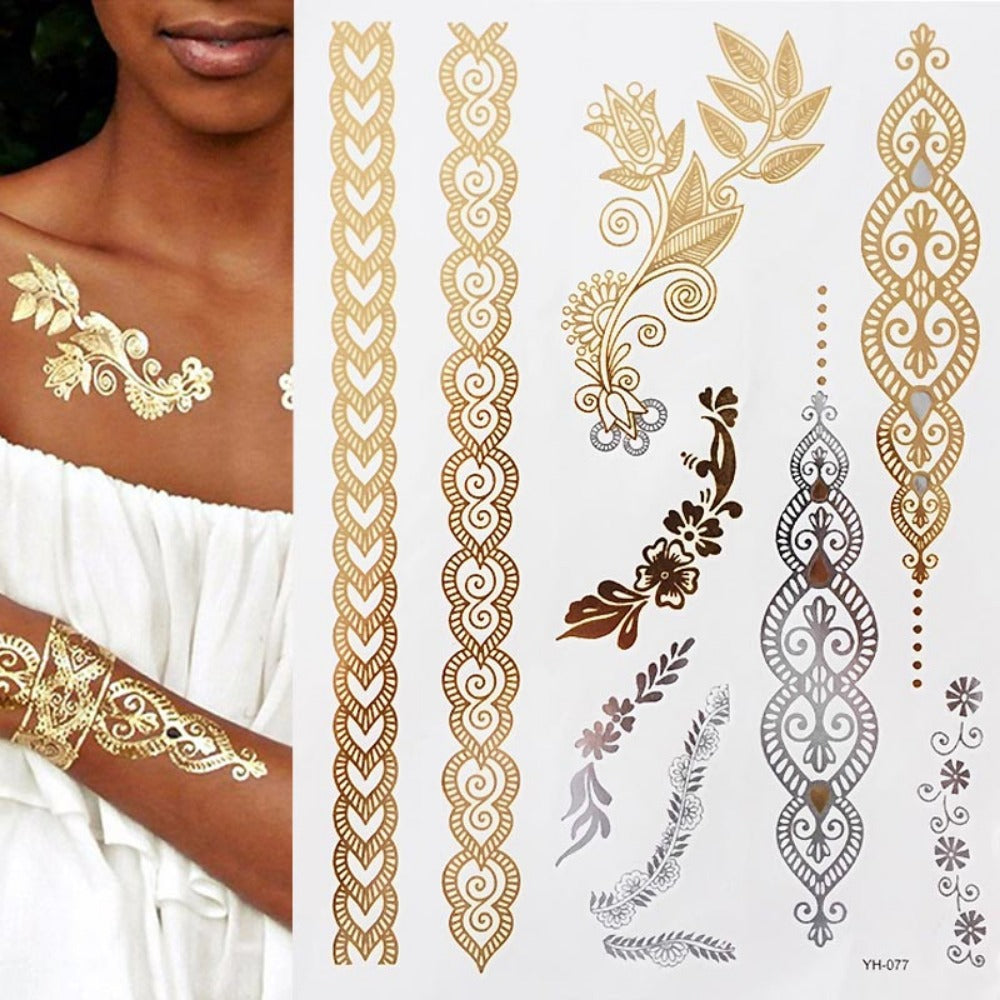 Everyday.Discount women's sparkle goldcolor inktattoo upperarm wrist breast vs above knee legs makeup decal cheap price mythical cute urban temporary maori inka style tribal exclusive coverup cute balm brow behind ear drawings armsleeve floral sleeves under above eyes heart ringfinger tattooart 