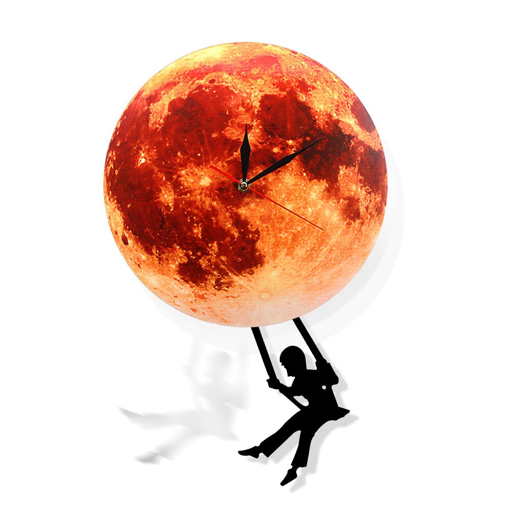moon clock swinging pendulum usa galaxy supermoon wall clock ✈️ free.shipping