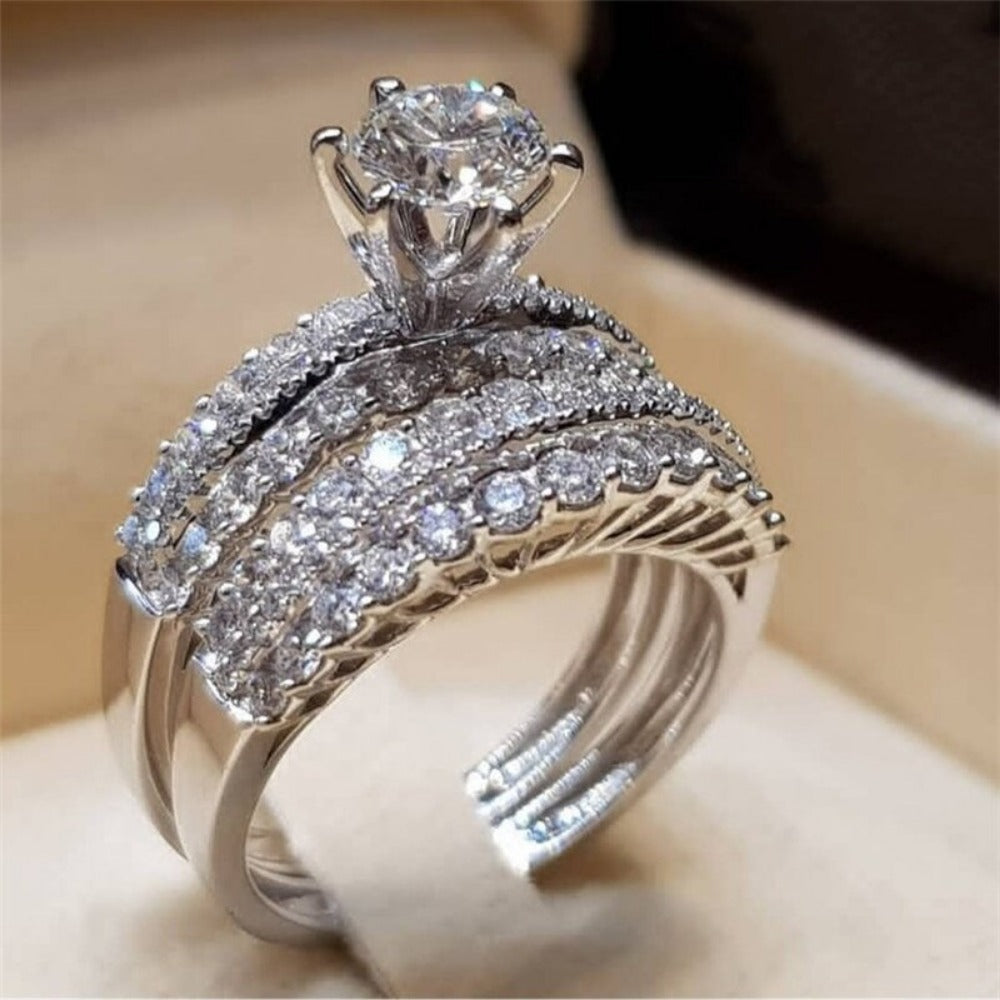 Everyday.Discount women rings spectacular cubic zirconia inlay silver color rhinestone rings crystal rings women's artificial diamond bridal street night everyday fashionable rings   