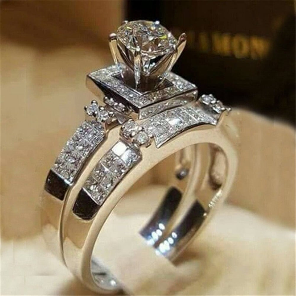 Everyday.Discount women rings spectacular cubic zirconia inlay silver color rhinestone rings crystal rings women's artificial diamond bridal street night everyday fashionable rings   