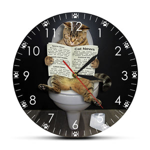 Everyday.Discount interior clock creative cat sitting wall clocks adorable cat read newspaper toiletseat clocks interior wallclock custom designed analog not thicking ledlight quartz movement frameless luminous wallclock 