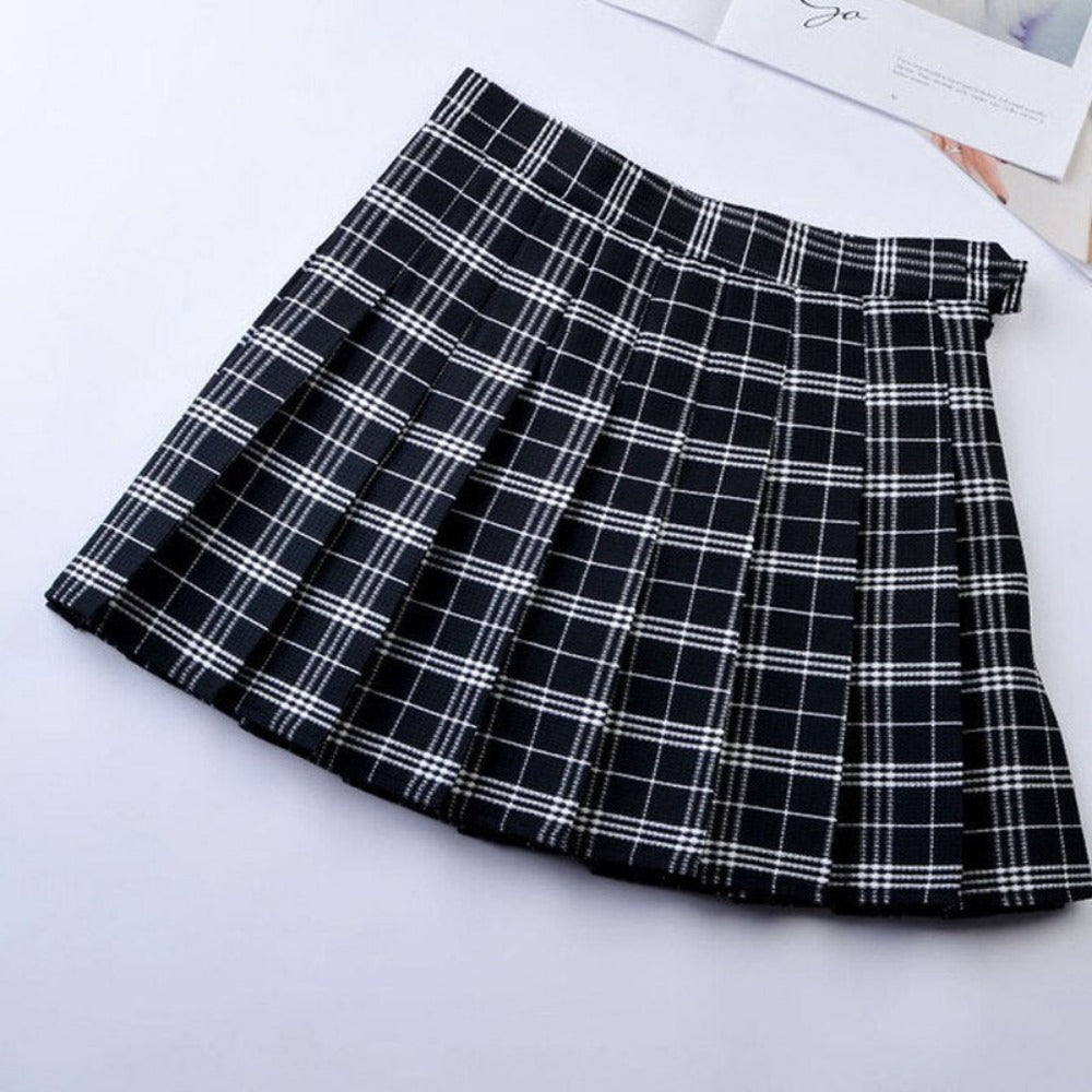 Everyday.Discount womens skirt highwaist dark color white striped windows pattern miniskirts gothic women skirt streetwear above knee highwaist women's minidress miniskirt newest style latest everyday fashionable moda 