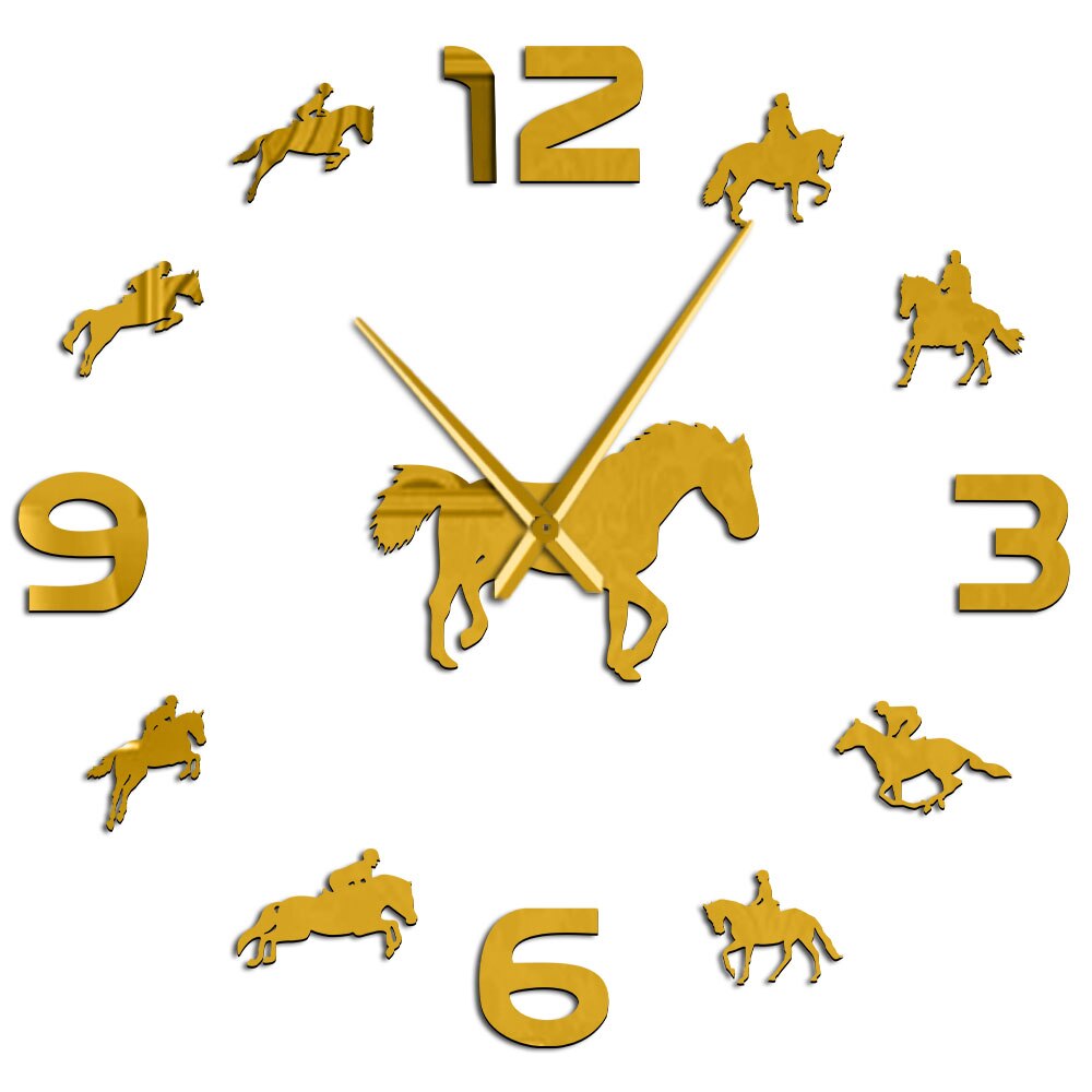 Everyday.Discount wall clock horseriding frameless wallart interior wallsticker clock giant equestrian clocks diy clock giant mural pasting wall clocks round acrylic mirror interior deco clock analog not thicking quartz movement impressive wallclock  