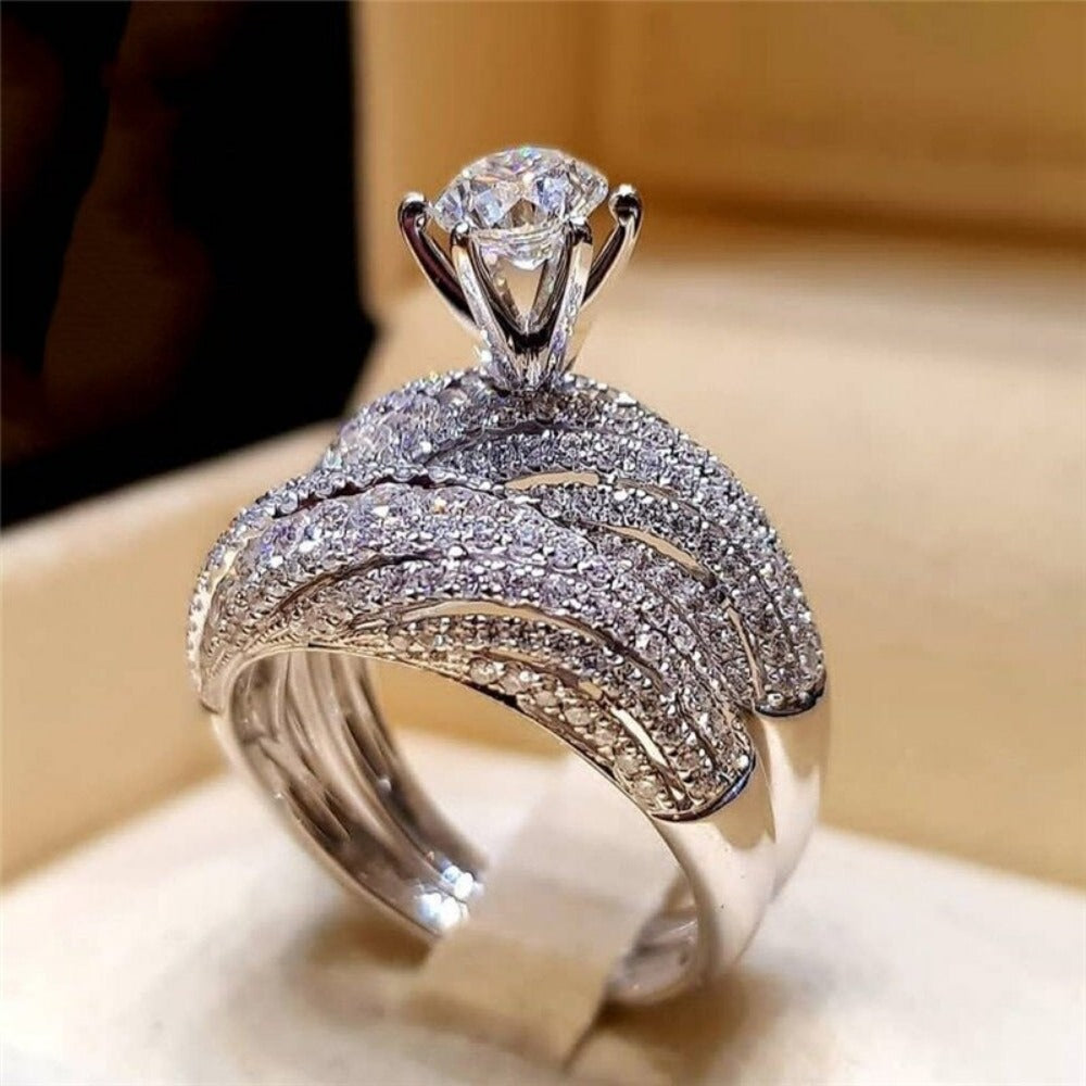 Everyday.Discount women rings spectacular cubic zirconia inlay silver color rhinestone rings crystal rings women's artificial diamond bridal street night everyday fashionable rings   