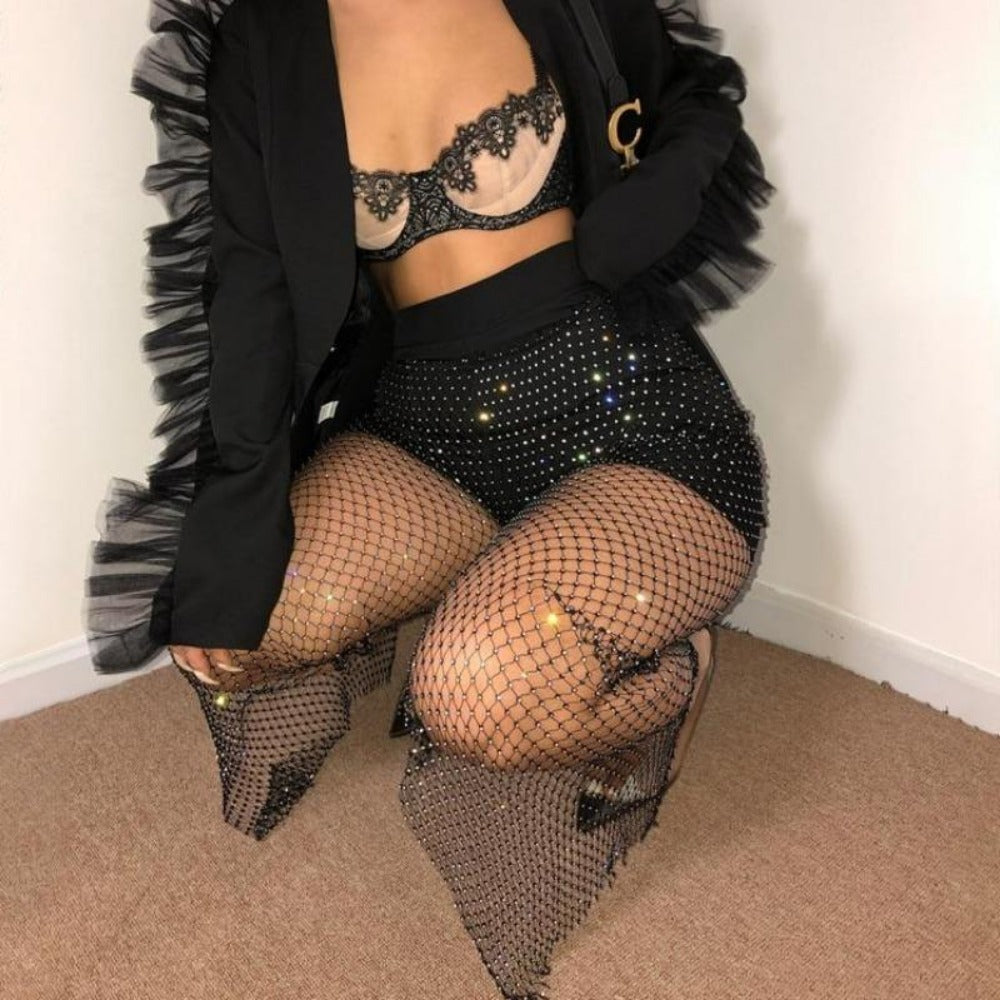 Everyday.Discount women rhinestone trousers silver white pant cubic zircon fishnet clubwear summer clubbing sheer legs wide stockings bling bling breathable  bombshell sexylegs pant