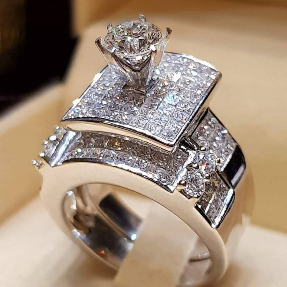 Everyday.Discount women rings spectacular cubic zirconia inlay silver color rhinestone rings crystal rings women's artificial diamond bridal street night everyday fashionable rings   