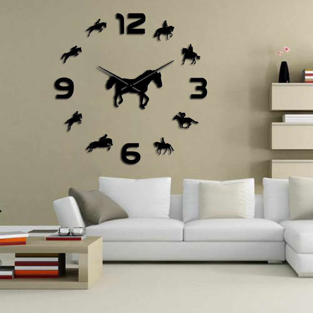 Everyday.Discount wall clock horseriding frameless wallart interior wallsticker clock giant equestrian clocks diy clock giant mural pasting wall clocks round acrylic mirror interior deco clock analog not thicking quartz movement impressive wallclock  