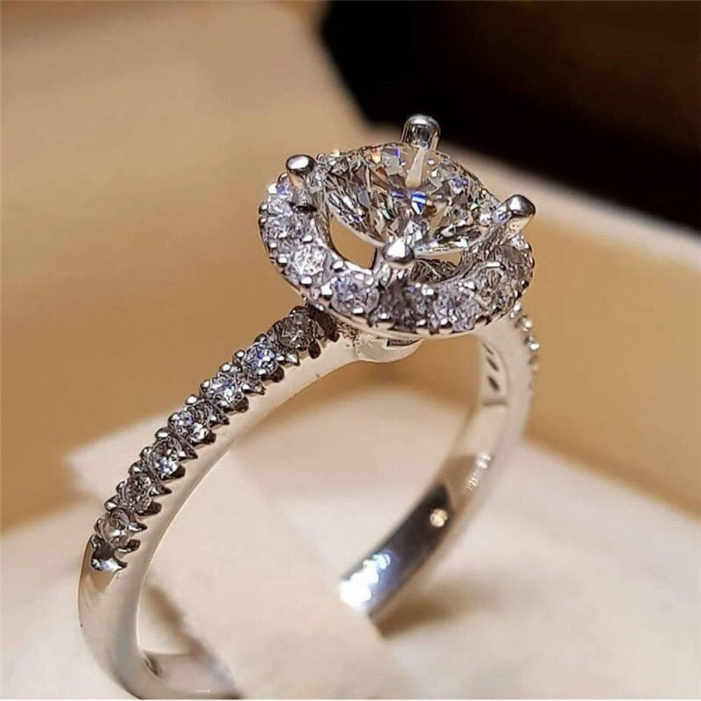 Everyday.Discount women rings spectacular cubic zirconia inlay silver color rhinestone rings crystal rings women's artificial diamond bridal street night everyday fashionable rings   