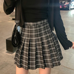 Everyday.Discount womens skirt highwaist dark color white striped windows pattern miniskirts gothic women skirt streetwear above knee highwaist women's minidress miniskirt newest style latest everyday fashionable moda 