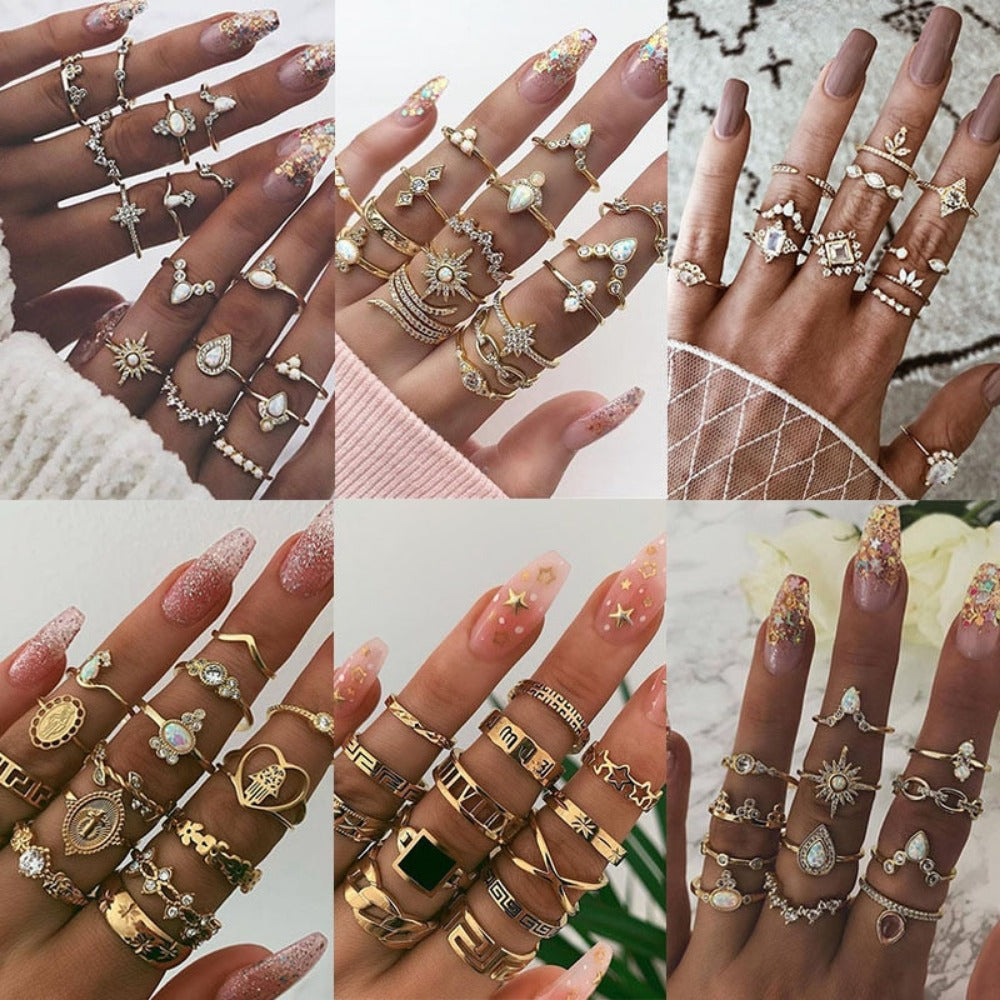 Everyday.Discount women's ringset bohemian silver goldcolor zircon stone ringset women crystal stones silver color diamond rings women's romantic cubic zirconia cheap everyday wear hypoallergenic jewelry