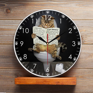 Everyday.Discount interior clock creative cat sitting wall clocks adorable cat read newspaper toiletseat clocks interior wallclock custom designed analog not thicking ledlight quartz movement frameless luminous wallclock 