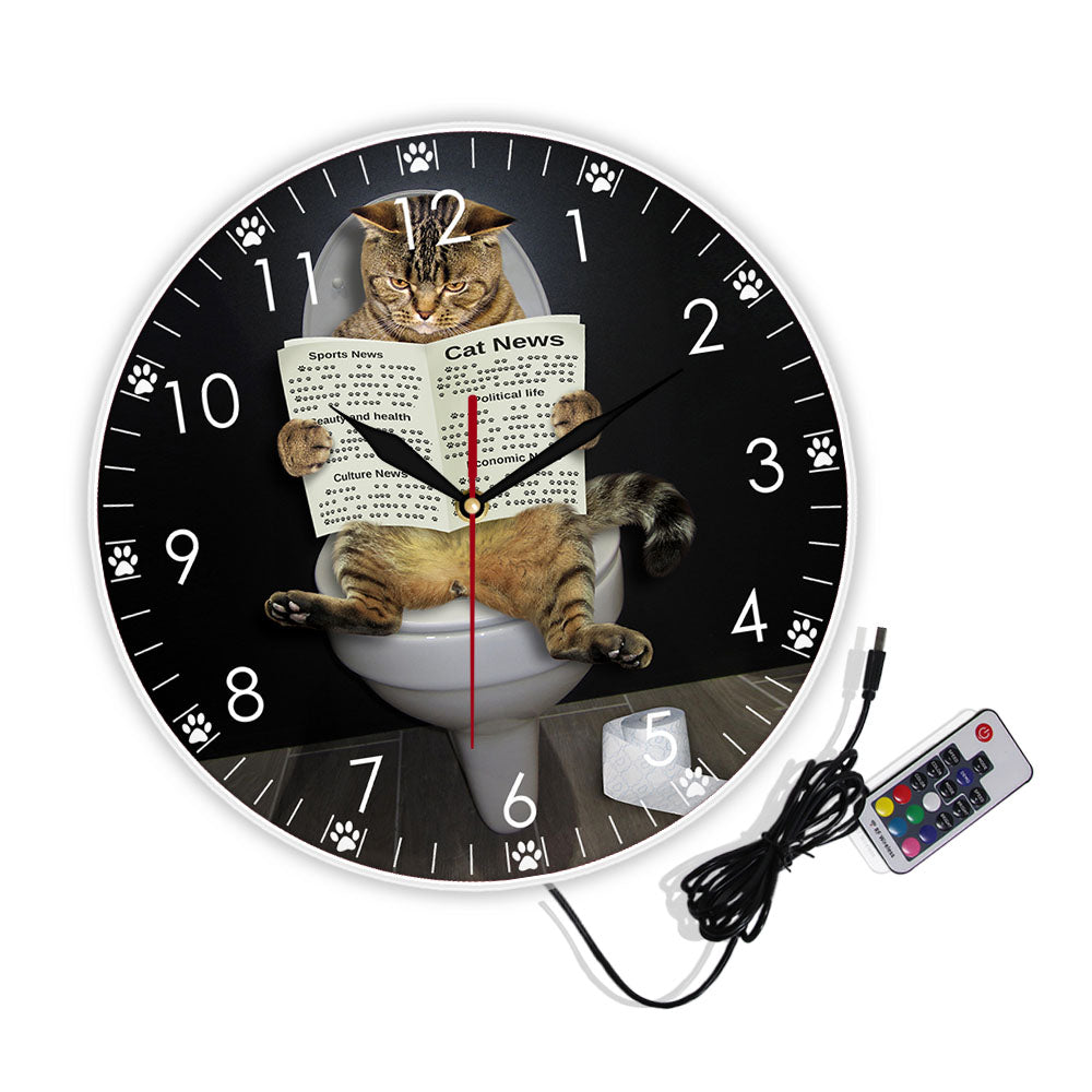 Everyday.Discount interior clock creative cat sitting wall clocks adorable cat read newspaper toiletseat clocks interior wallclock custom designed analog not thicking ledlight quartz movement frameless luminous wallclock 