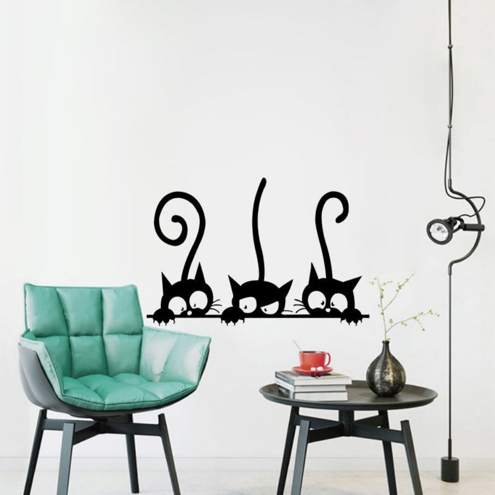 Everyday.Discount interior mural cats wallstickers dark cat interior decoration decals adhesive kitchen furniture cafe coffeecorner windows realistic wall ceiling cheap price cute personalized kitty decals   