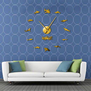 Everyday.Discount wall clocks ocean sharks wallart nautical interior sea diy wallsticker clock giant frameless shark clocks wallclock wallsticker acrylic mirror wall designed deco analog not thicking quartz movement impressive wallclock