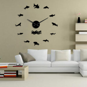 Everyday.Discount wall clocks ocean sharks wallart nautical interior sea diy wallsticker clock giant frameless shark clocks wallclock wallsticker acrylic mirror wall designed deco analog not thicking quartz movement impressive wallclock