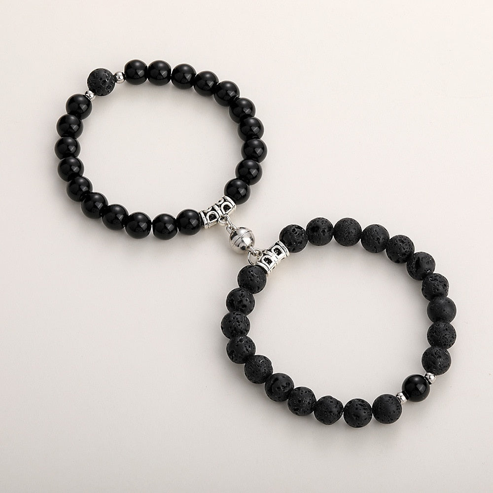Everyday.Discount friendship couple bracelet's natural stone beads bracelets for lovers with distance magnet