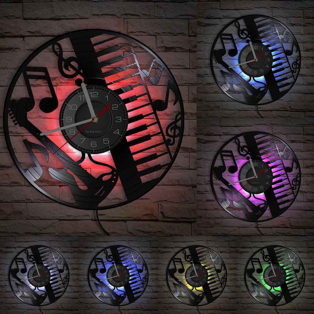 Everyday.Discount wallclock music instruments designed clock music notes melody musicians ledlight wall clocks unique designed decoration analog not thicking quartz movement frameless luminous wallclock music instruments designed clock 