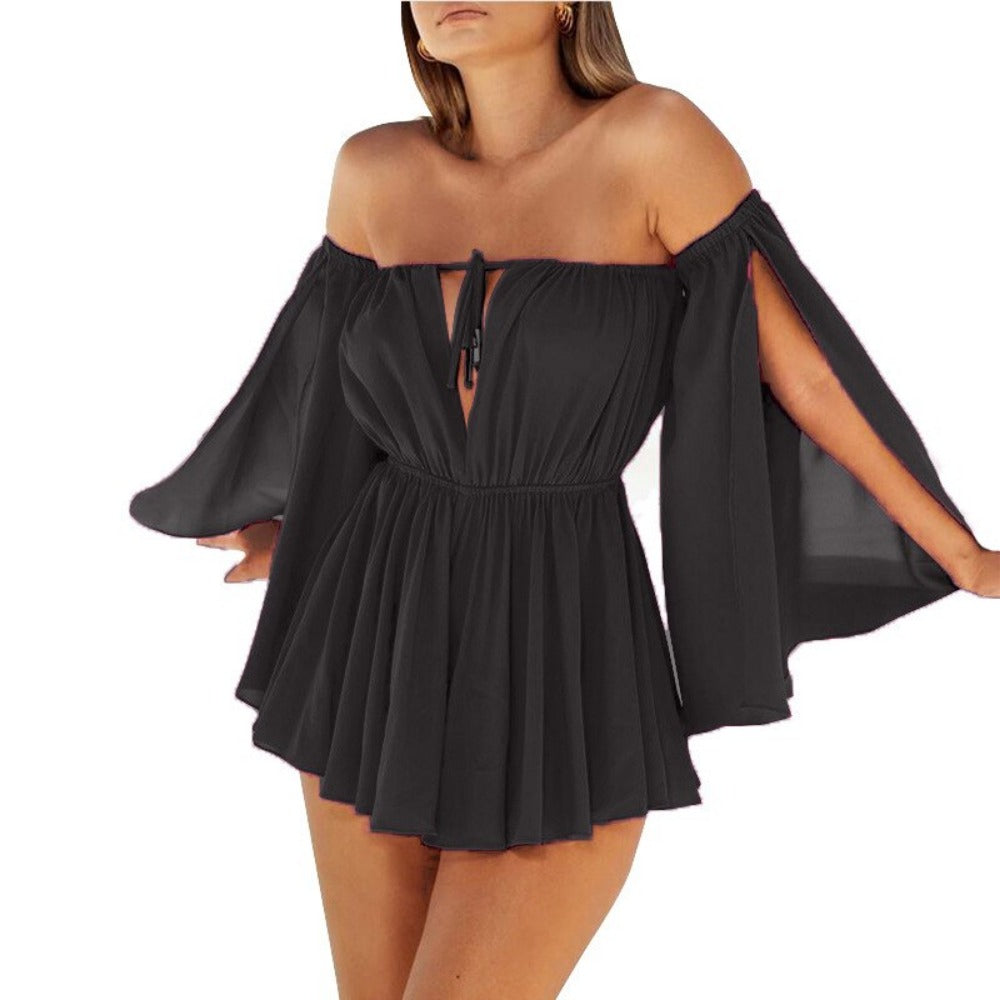EveryDay.Discount women summer beach style dresses above knee length elastic with sleeves u.s.a. europe style beach vacation summerwear dresses 