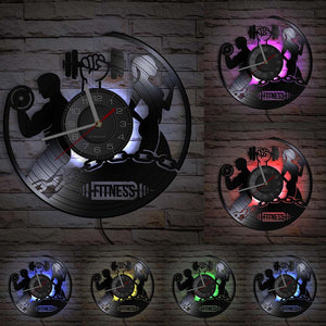 Everyday.Discount wallclock workout sports interior clock bodyhealth dumbbell designed clock unique decoration analog not thicking ledlight quartz movement frameless luminous wallclock sports workout designed clock 