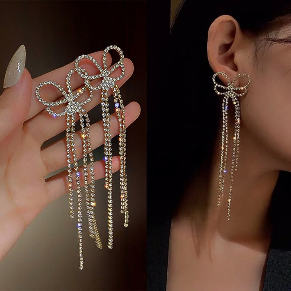 Everyday.Discount women's earrings cheap prices celebrity tassels crystal jewelry earrings earrings cubic zircon stones ear rings crystal bowknot various colors eye-catching gifts for women  