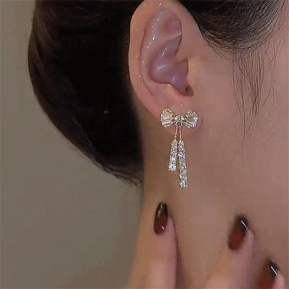 Everyday.Discount women's earrings cheap prices celebrity tassels crystal jewelry earrings earrings cubic zircon stones ear rings crystal bowknot various colors eye-catching gifts for women  