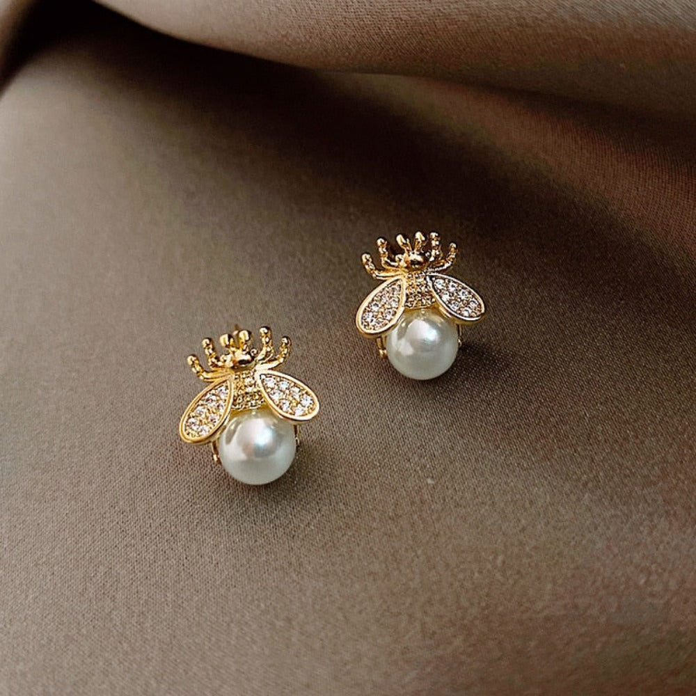 Everyday.Discount earrings for women hanging pearl crystal zirconia birds fashionable zircon inlay flower ball simulation pearls bowknot everyday wearing cheap jewelry