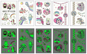 Everyday.Discount kids luminous glowing into dark decals temporary unicorn children decal cheap price cute dinosaur mermaid inicorn starry sky moon fishes turtle planes butterflies glowing decals for children