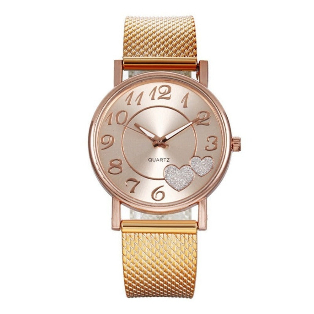 Everyday.Discount cheap women's watches rosegold silver goldcolor dark vs cute hearts inlay watch for women