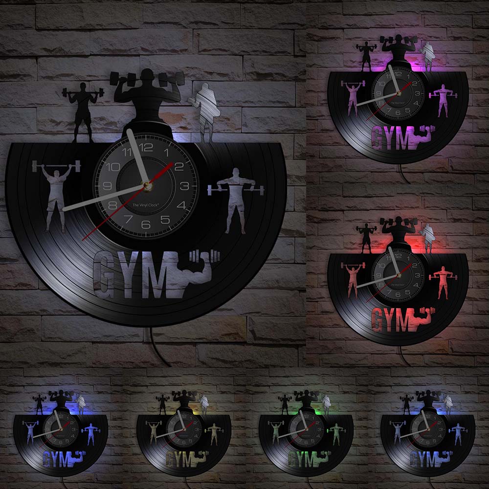 Everyday.Discount wallclock workout sports interior clock bodyhealth dumbbell designed clock unique decoration analog not thicking ledlight quartz movement frameless luminous wallclock sports workout designed clock 