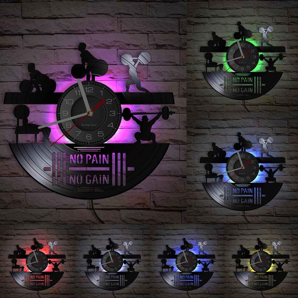 Everyday.Discount wallclock workout sports interior clock bodyhealth dumbbell designed clock unique decoration analog not thicking ledlight quartz movement frameless luminous wallclock sports workout designed clock 