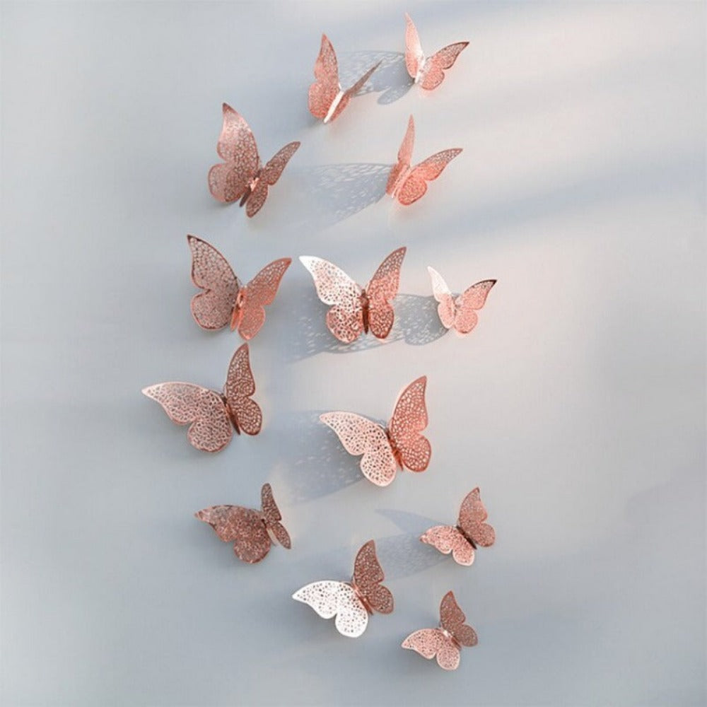 Everyday.Discount colorful interior mural butterflies wallstickers rose silver butterflies interior decoration decals adhesive kitchen furniture cafe windows realistic goldcolor wall ceiling coffeecorner cheap price cute personalized butterflies  
