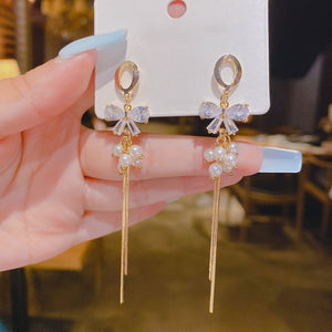 Everyday.Discount women's earrings cheap prices celebrity tassels crystal jewelry earrings earrings cubic zircon stones ear rings crystal bowknot various colors eye-catching gifts for women  