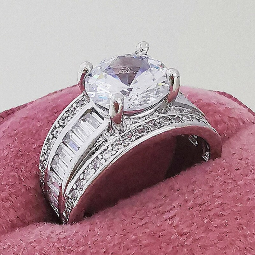 Everyday.Discount women's rings diamond crystal zircon stones inlay silver color rings women romantic cubic zirconia rings cheap everyday wear hypoallergenic jewelry  