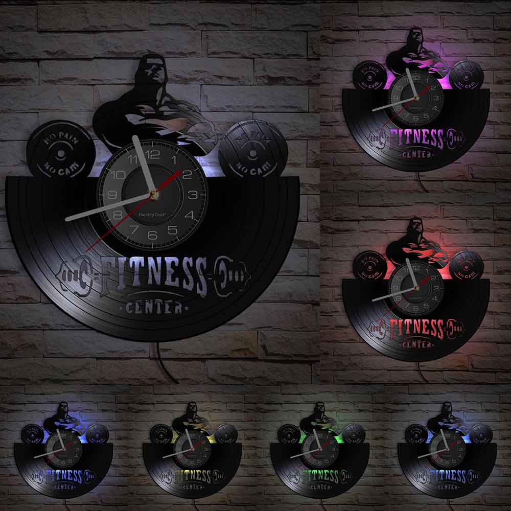 Everyday.Discount wallclock workout sports interior clock bodyhealth dumbbell designed clock unique decoration analog not thicking ledlight quartz movement frameless luminous wallclock sports workout designed clock 