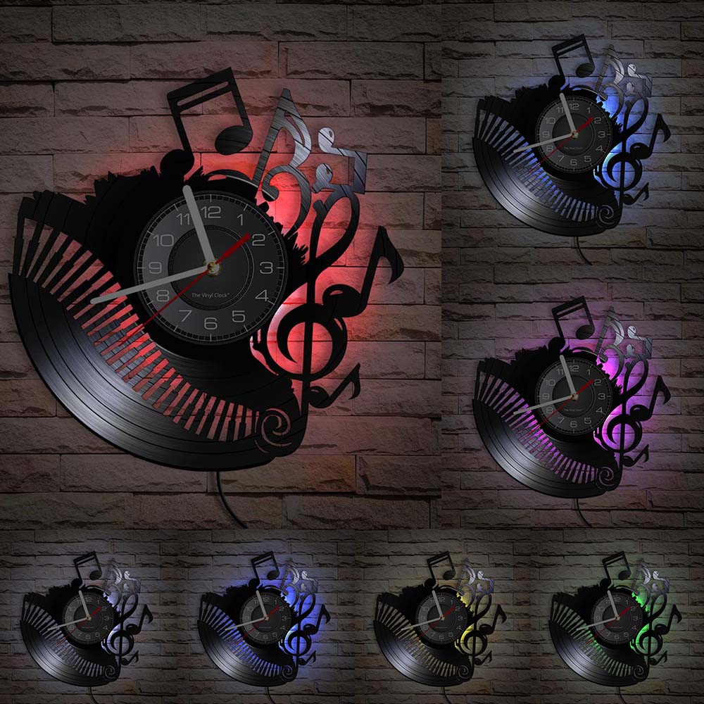 Everyday.Discount wallclock music instruments designed clock music notes melody musicians ledlight wall clocks unique designed decoration analog not thicking quartz movement frameless luminous wallclock music instruments designed clock 