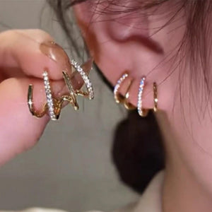 Everyday.Discount crystal flower earcuff cubic zirconia earring women rhinestone jewelry