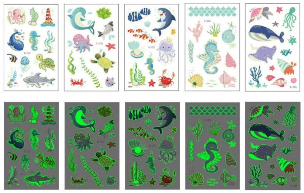 Everyday.Discount kids luminous glowing into dark decals temporary unicorn children decal cheap price cute dinosaur mermaid inicorn starry sky moon fishes turtle planes butterflies glowing decals for children