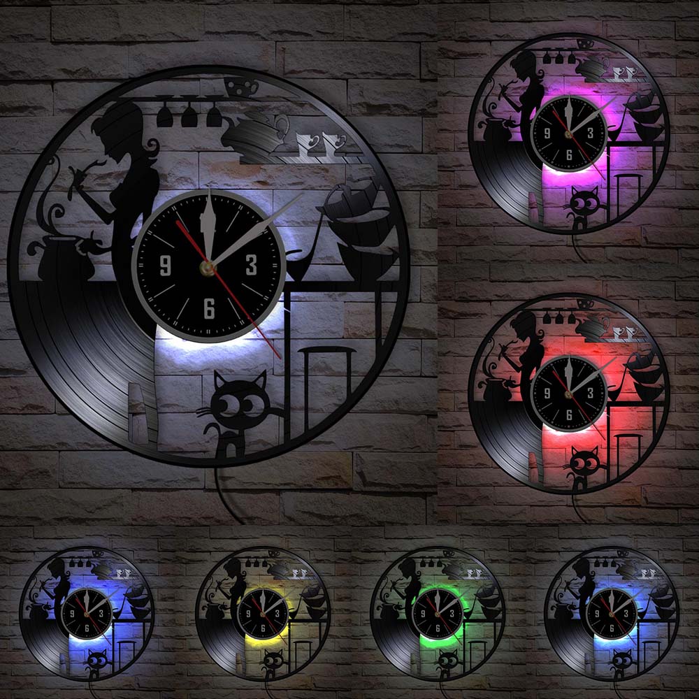 Everyday.Discount kitchen clock old style teapot wall clocks coffeecorner wall mounted clocks interior custom designed deco clock analog not thicking ledlight vs quartz movement frameless luminous wallclock 