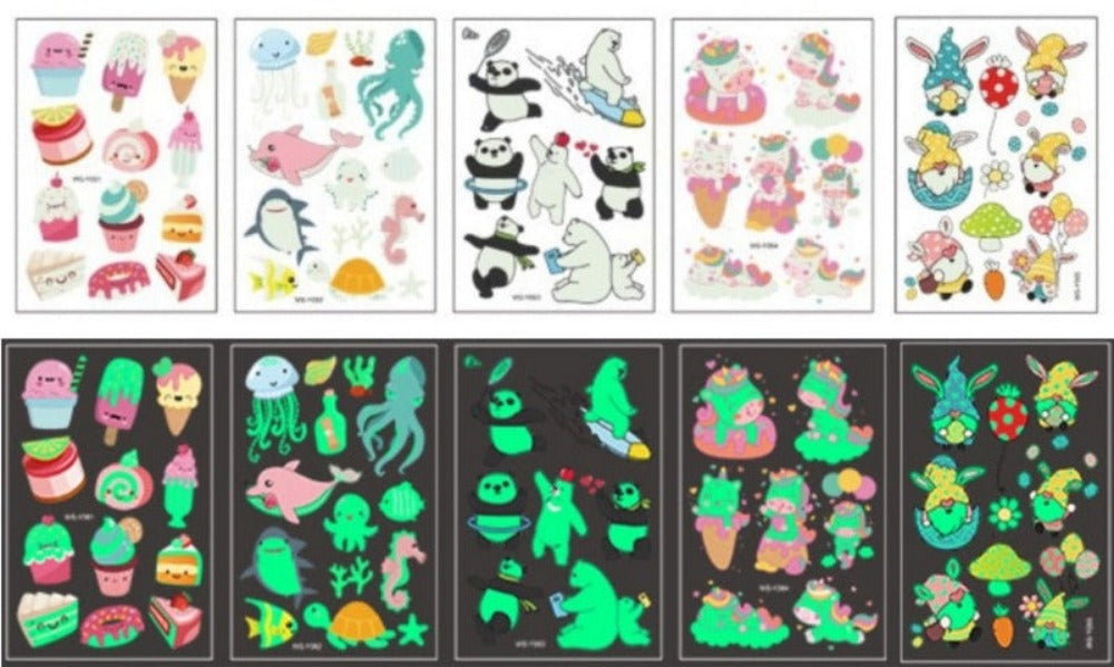 Everyday.Discount kids luminous glowing into dark decals temporary unicorn children decal cheap price cute dinosaur mermaid inicorn starry sky moon fishes turtle planes butterflies glowing decals for children