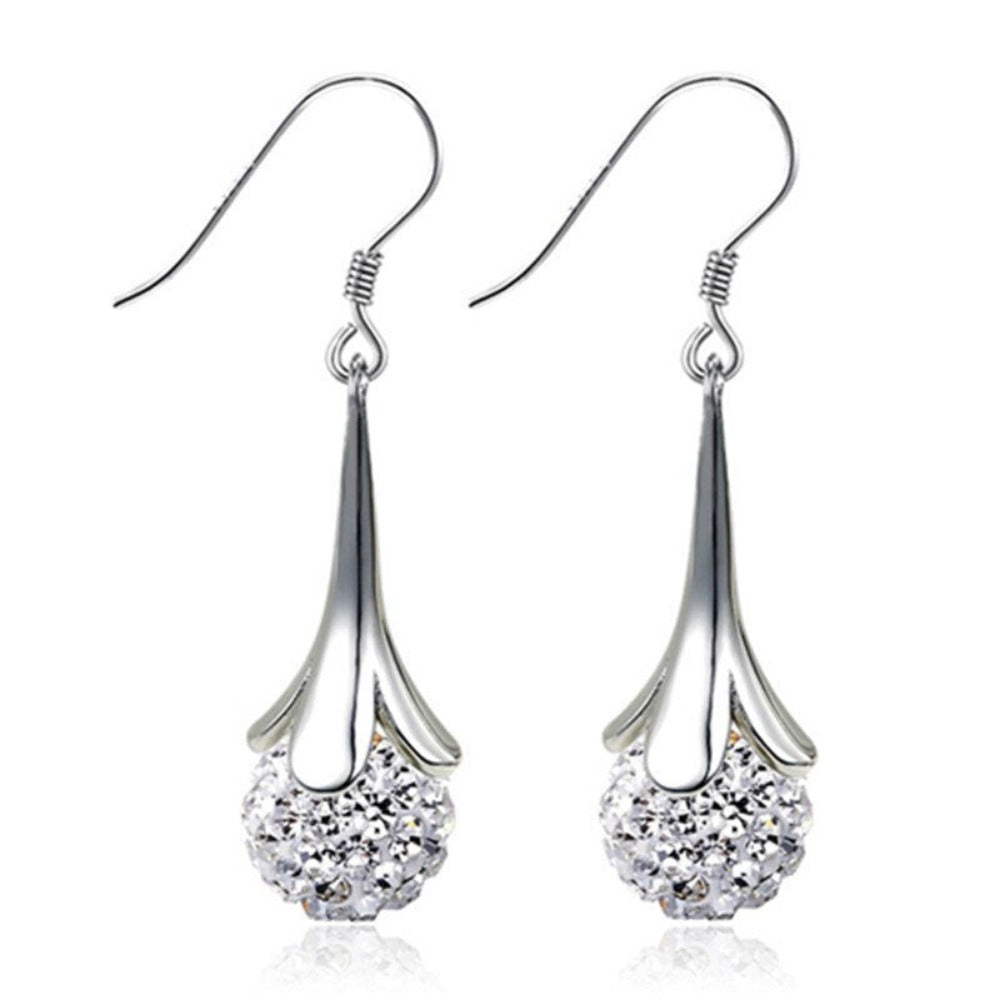 EveryDay.Discount women's earrings danglin cubic zirconia stones various crystal hanging ball round dangle hypoallergenic rhinestone ear buckle affordable jewelry