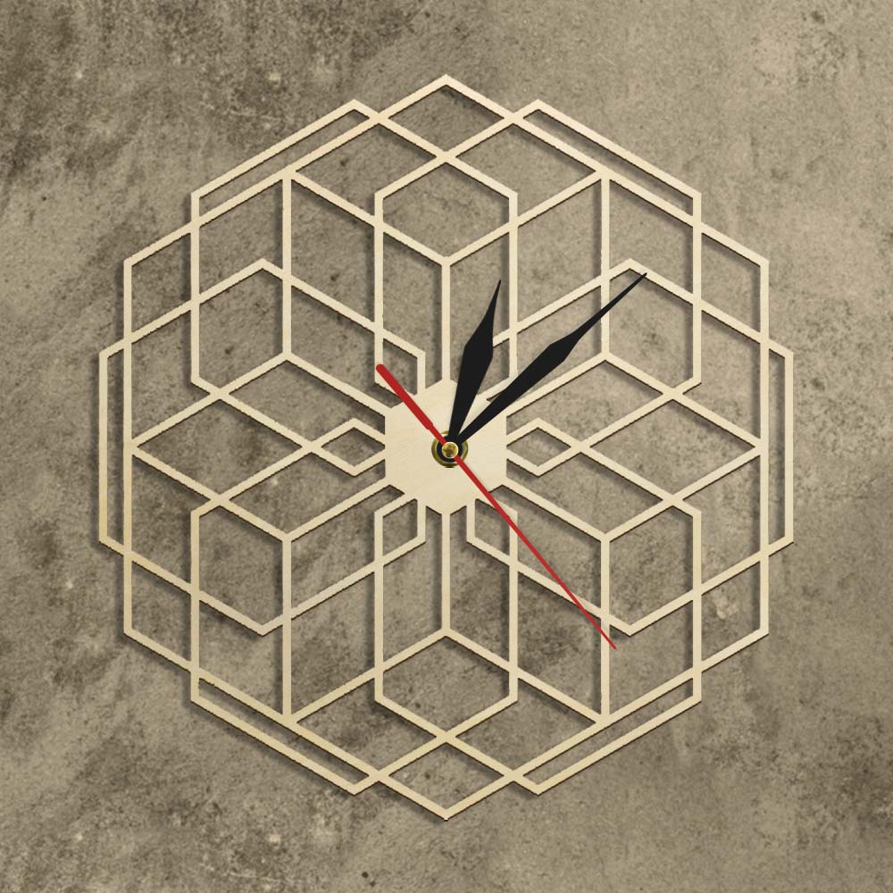 Everyday.Discount wooden holographic clock interior hexaflower wall clock natural wood deco geometric hanging wooden farmhouse countrystyle bamboo wall clocks unique designed decoration analog not thicking quartz movement frameless wallclock  