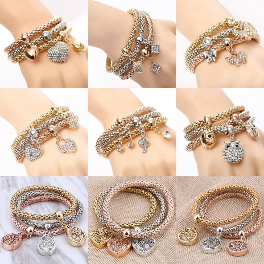 Everyday.Discount women's bracelets rhinestone crystal owl heart elephant pendants bangles charm silver plated rosegold silver color bracelets for women