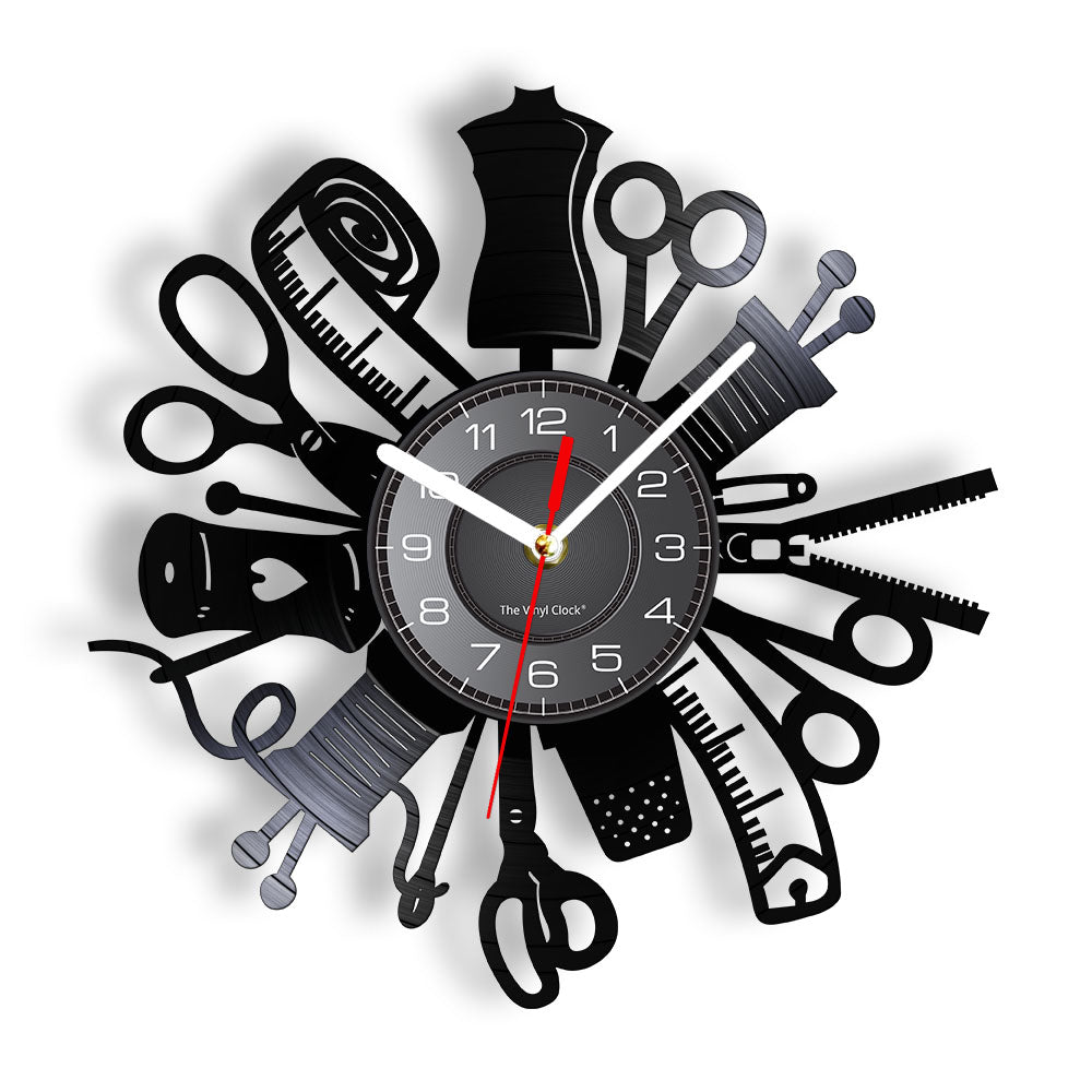 Everyday.Discount interior clock sewing pattern scissor thimble needle wire wall clock quilting decorative clocks wall mounted interior custom designed deco clock analog not thicking ledlight vs quartz movement frameless luminous wallclock 