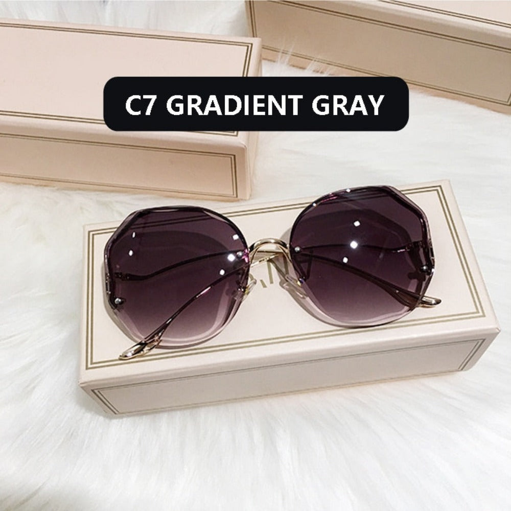 Everyday.Discount women's shade sunglasses frameless rimless sun eye glasses shades womens eyewear squared curved temple sun glasses women car driving holiday sea beach designed sunglasses everyday.discount women squared polycarbonate lenses uva  tiny round faces uva uvb cycling holiday eye glasses valentine gifts free.shipping 