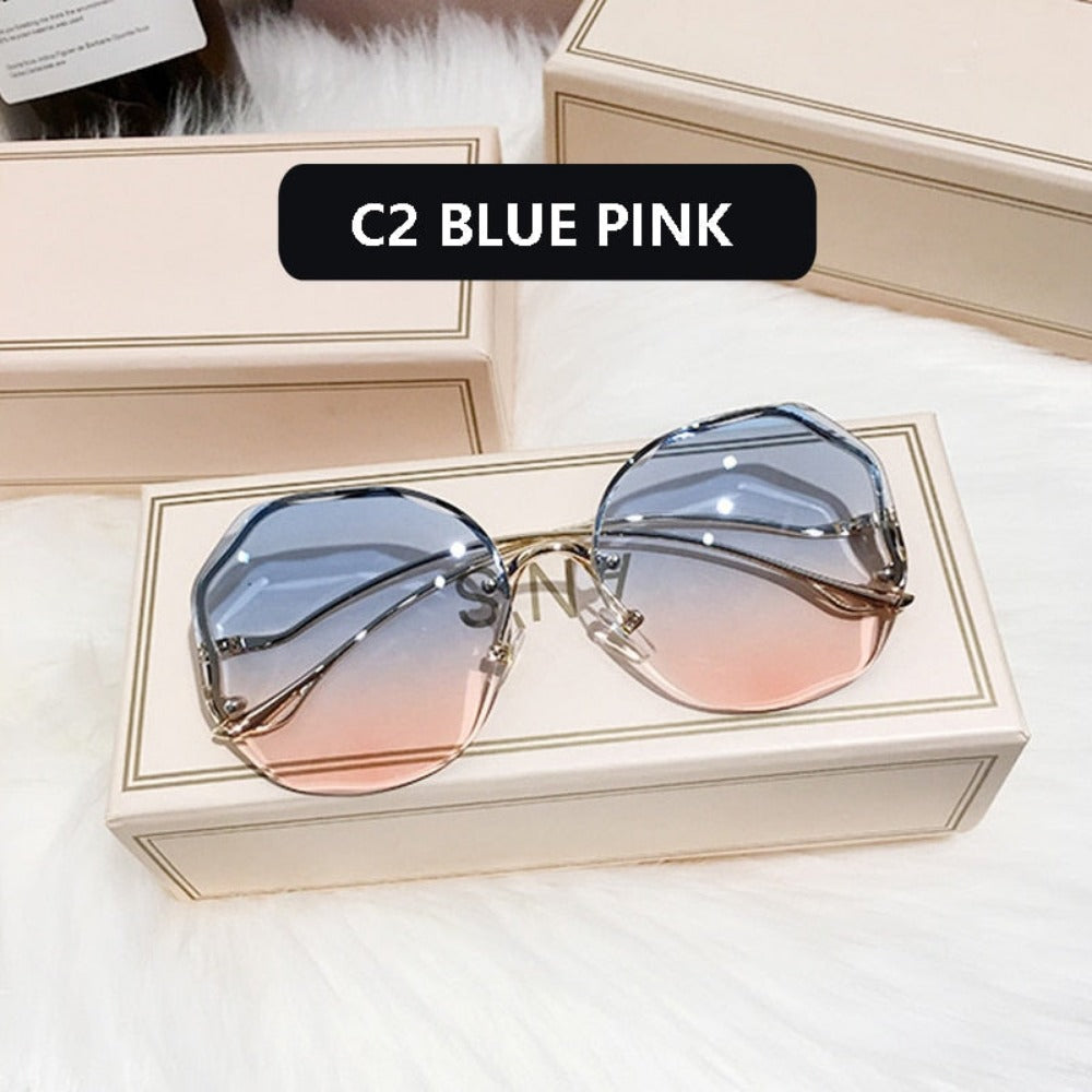 Everyday.Discount women's shade sunglasses frameless rimless sun eye glasses shades womens eyewear squared curved temple sun glasses women car driving holiday sea beach designed sunglasses everyday.discount women squared polycarbonate lenses uva  tiny round faces uva uvb cycling holiday eye glasses valentine gifts free.shipping 